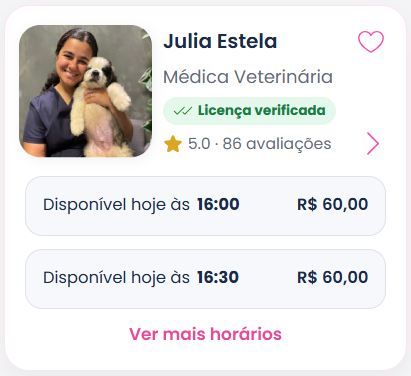 Escolha o veterinário e o horário