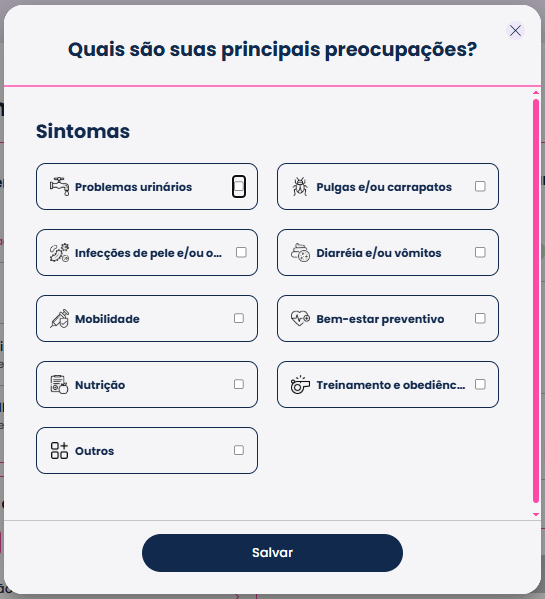 Descreva os sintomas